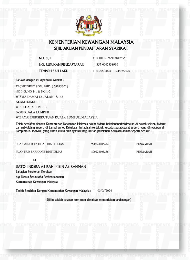MOF Certificate