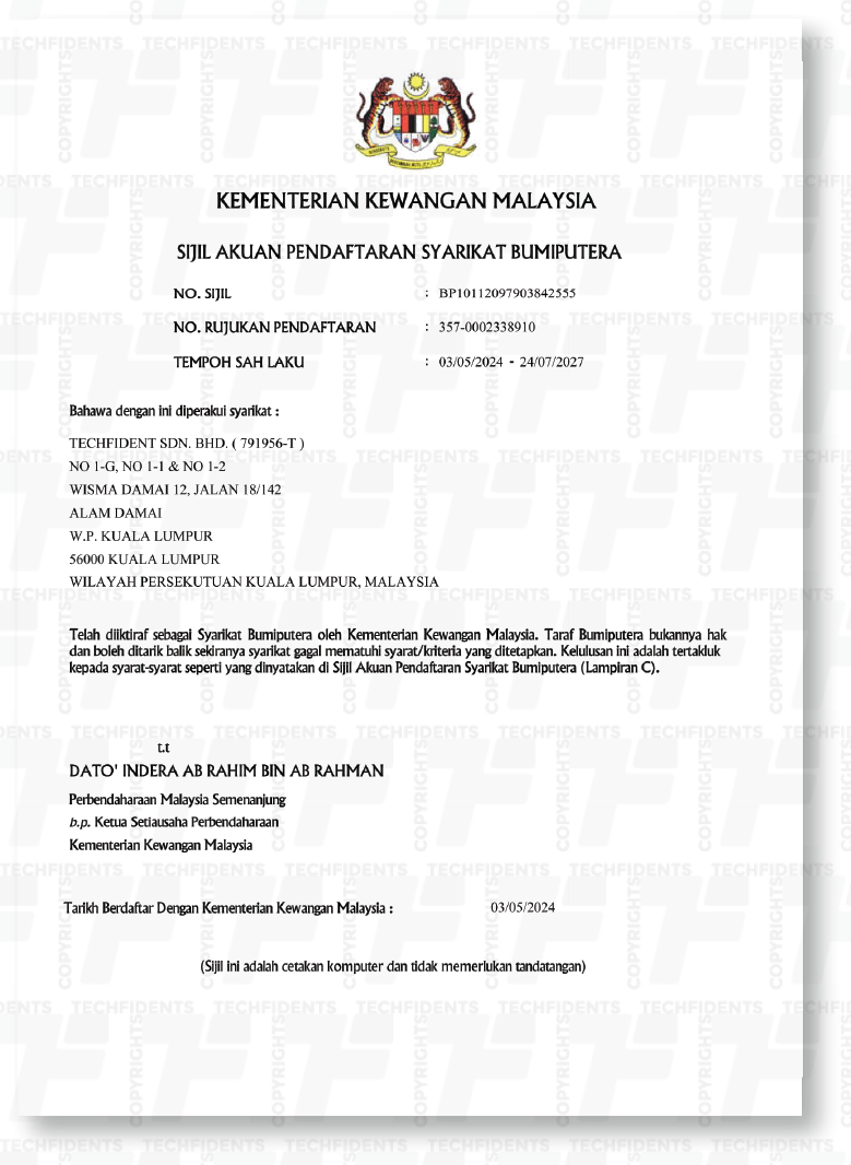 STB MOF Certificate